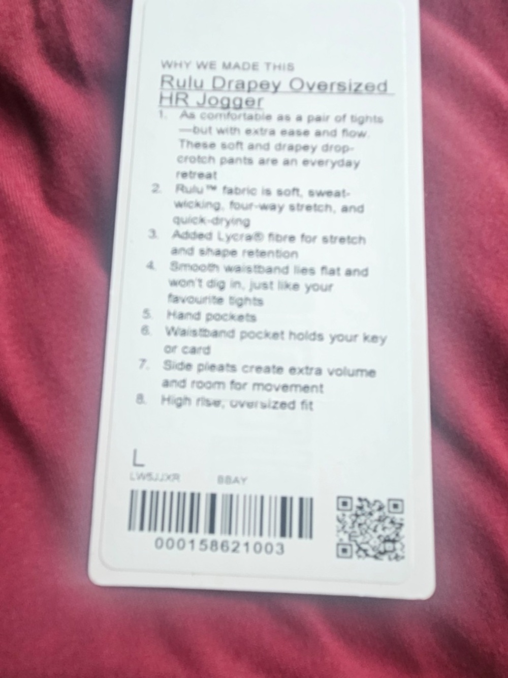 Lululemon Rulu Drapey Oversized High-Rise Yoga Jogger- SZ L - Picture 6 of 7
